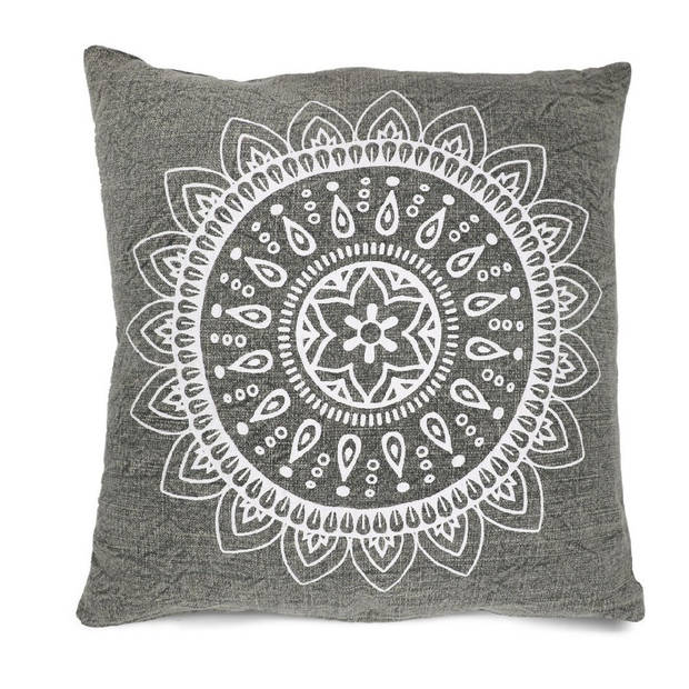 Sizo Handmade Kussen Mandala 45 x 45 cm - Grey