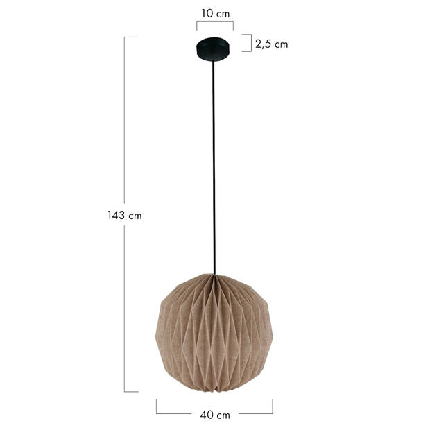 DKNC - Hanglamp Edina - 40x40x43cm - Natuurlijk