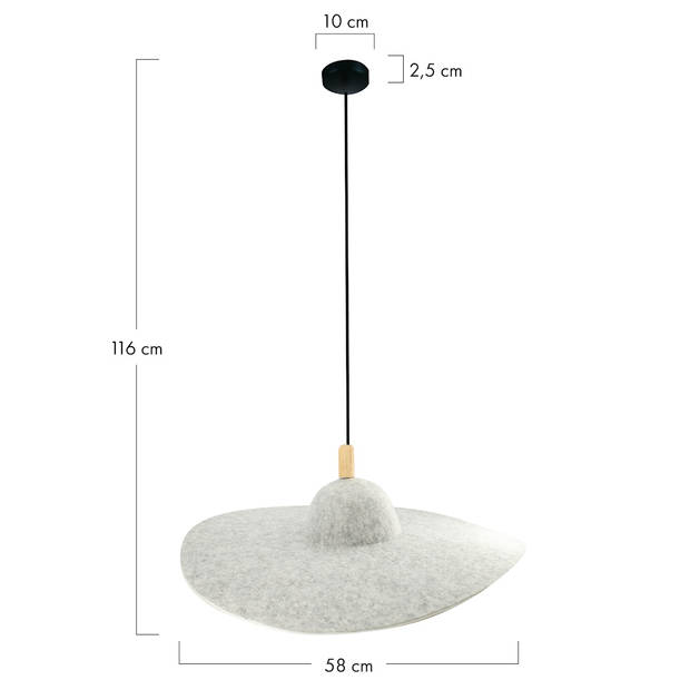 DKNC - Hanglamp Ely - 58x58x16cm - Grijs