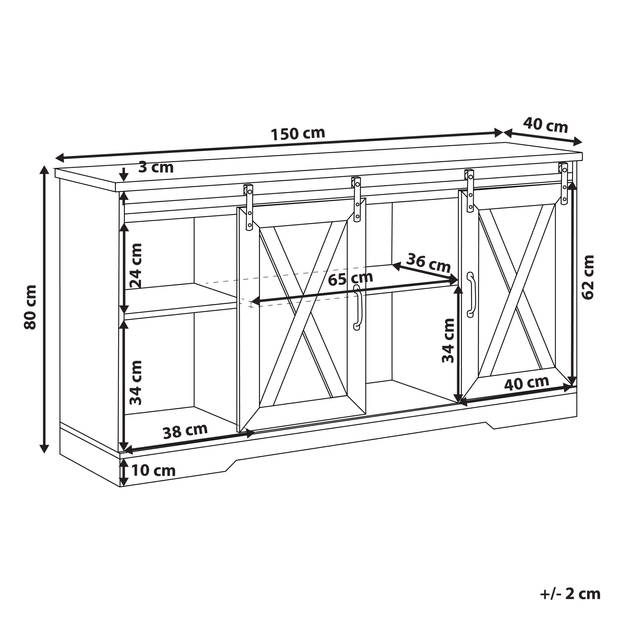 Beliani ULAN - Sideboard-Lichte houtkleur-MDF, Spaanplaat