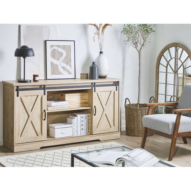 Beliani ULAN - Sideboard-Lichte houtkleur-MDF, Spaanplaat