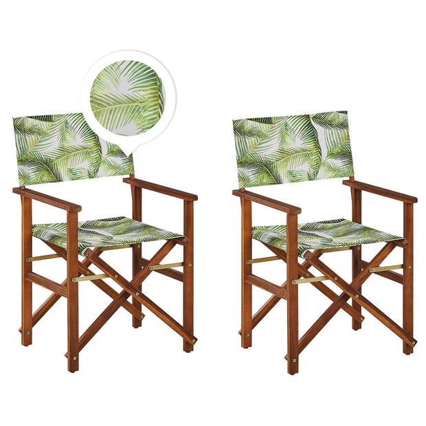 Beliani CINE - Tuinstoel-Groen-Polyester, Acaciahout