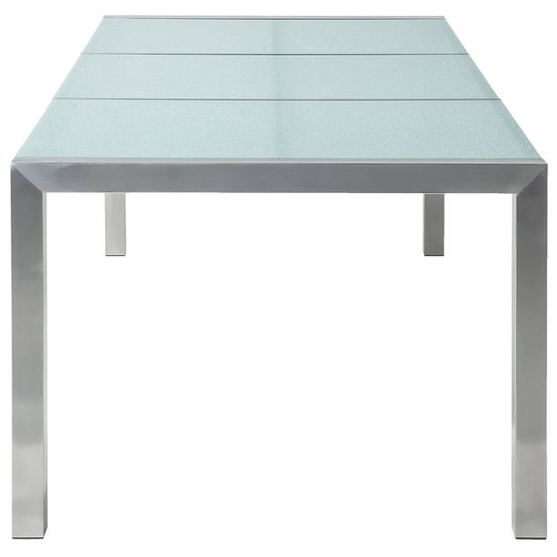 Beliani GROSSETO - Tuintafel-Transparant-Veiligheidsglas, RVS