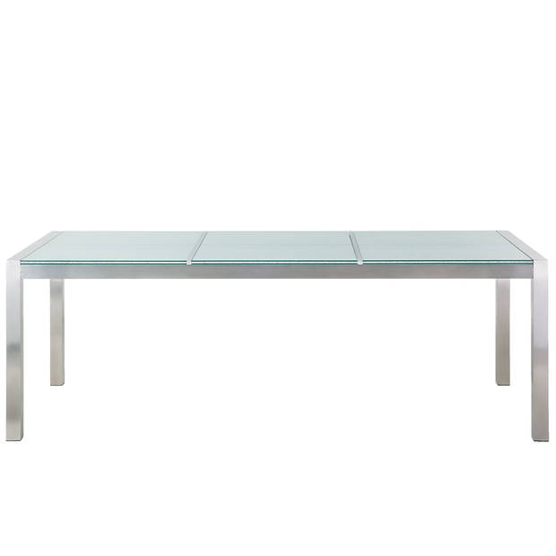 Beliani GROSSETO - Tuintafel-Transparant-Veiligheidsglas, RVS