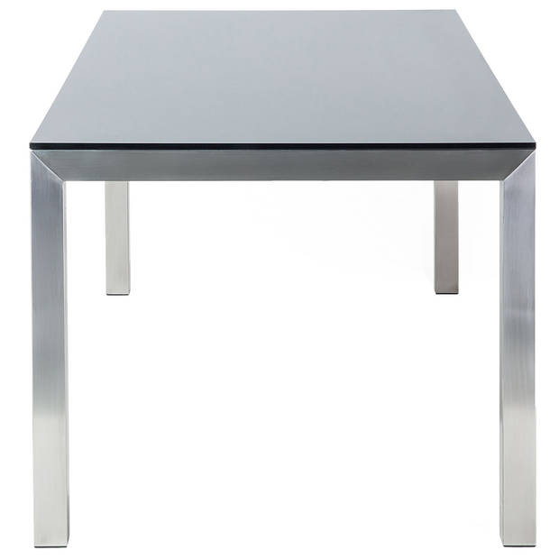 Beliani GROSSETO - Tuintafel-Zwart-Veiligheidsglas, RVS