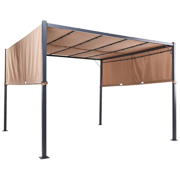 Beliani PARGA - Tuin pergola-Bruin-Staal, Polyester