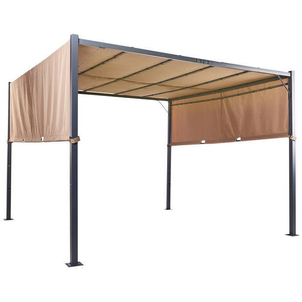 Beliani PARGA - Tuin pergola-Bruin-Staal, Polyester