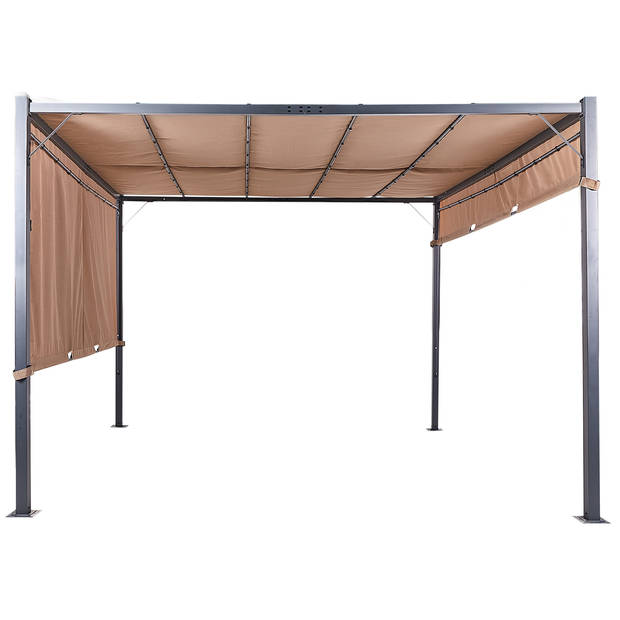 Beliani PARGA - Tuin pergola-Bruin-Staal, Polyester