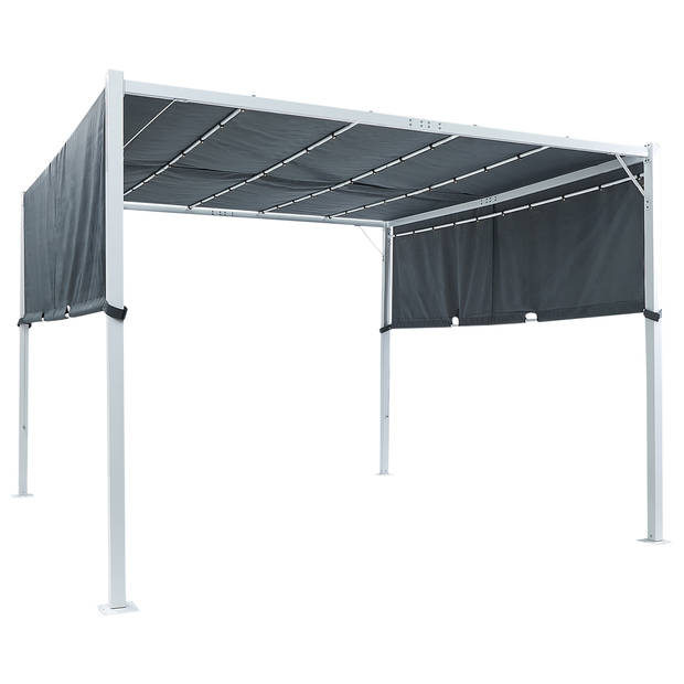 Beliani PARGA - Tuin pergola-Grijs-Staal, Polyester