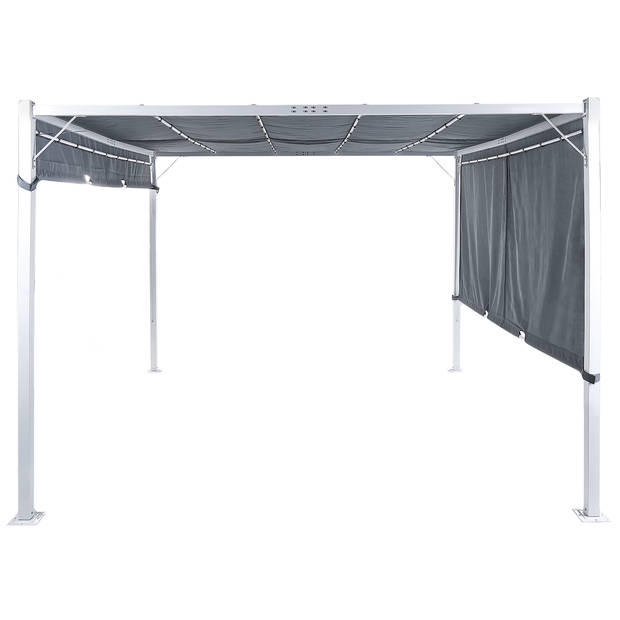 Beliani PARGA - Tuin pergola-Grijs-Staal, Polyester