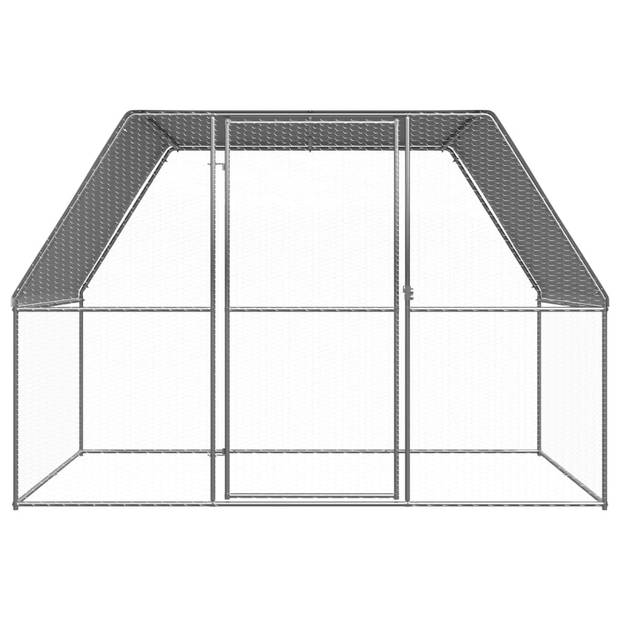 vidaXL Kippenkooi 3x2x2 m gegalvaniseerd staal zilverkleurig en grijs