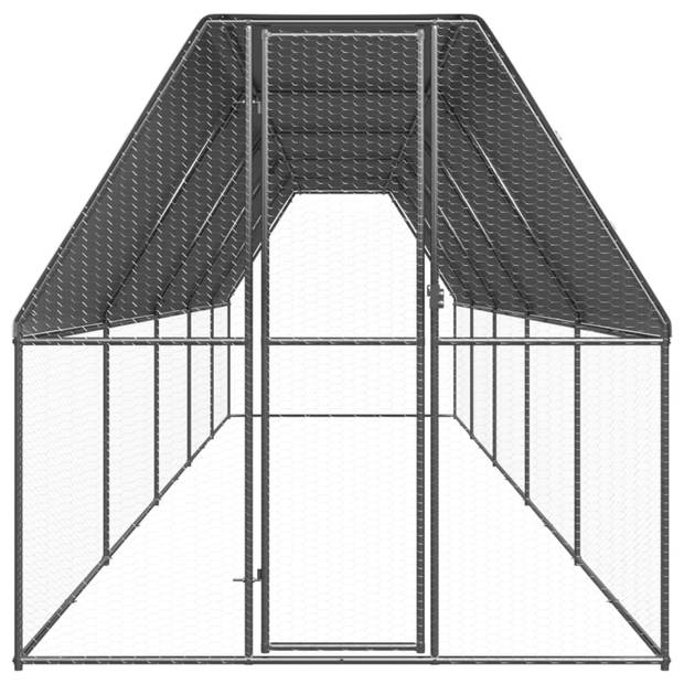 vidaXL Buitenhok voor kippen 2x10x2 m gegalvaniseerd staal