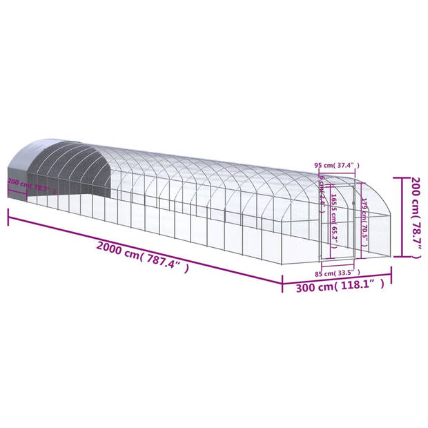 vidaXL Kippenren 3x20x2 m gegalvaniseerd staal