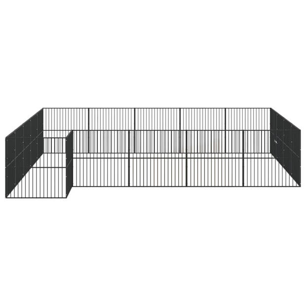 vidaXL Hondenkennel 20 panelen gepoedercoat staal zwart