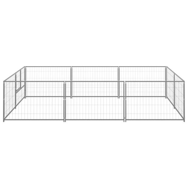 vidaXL Hondenkennel 6 m² staal zilverkleurig