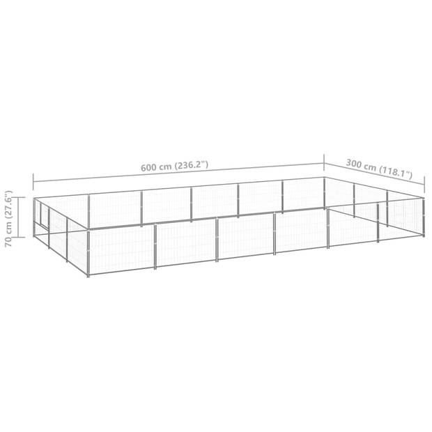 vidaXL Hondenkennel 18 m² staal zilverkleurig