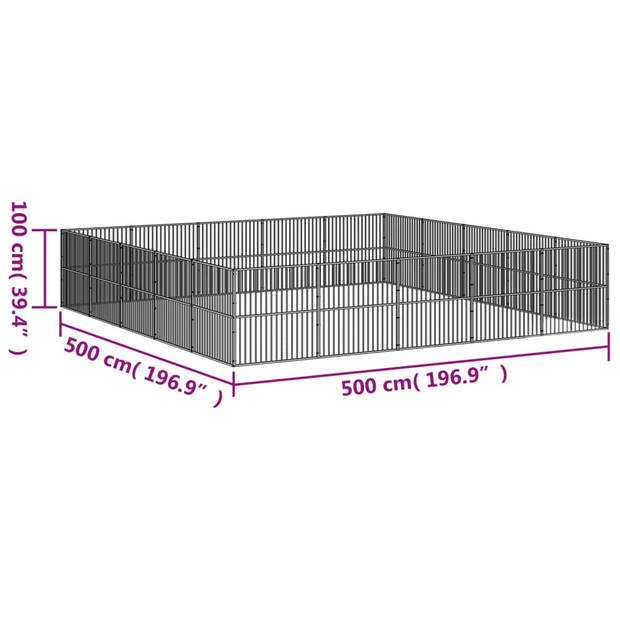 vidaXL Hondenkennel 20 panelen gepoedercoat staal zwart