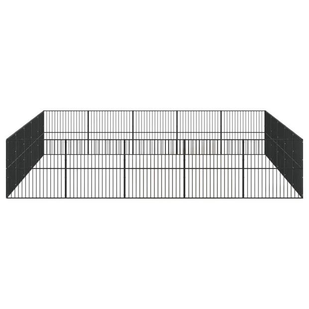 vidaXL Hondenkennel 20 panelen gepoedercoat staal zwart