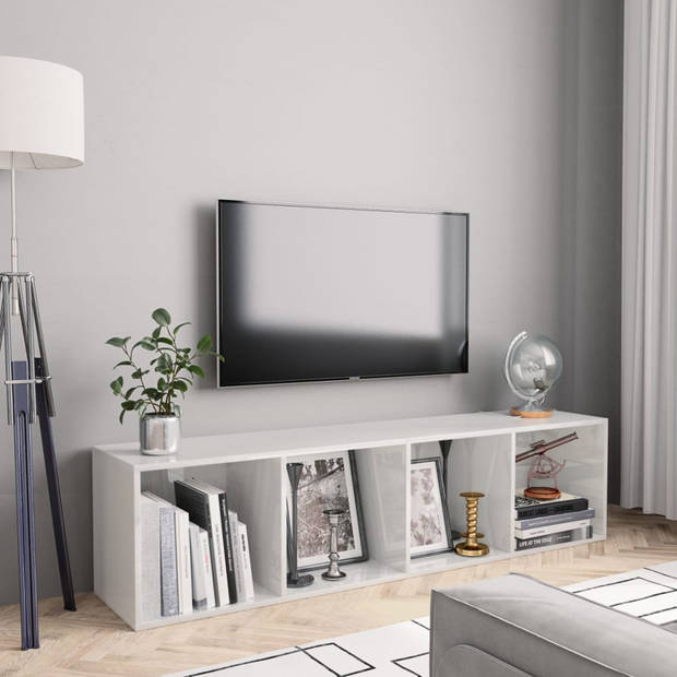 vidaXL Boekenkast/tv-meubel 143x30x36 cm hoogglans wit