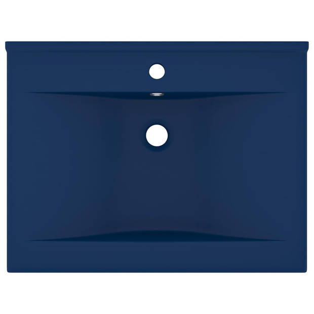 vidaXL Wastafel met kraangat 60x46 cm keramiek mat donkerblauw