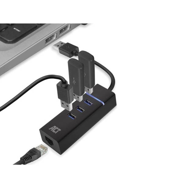 USB 3.2 Gen1 hub 3 poorten met Gigabit netwerkpoort