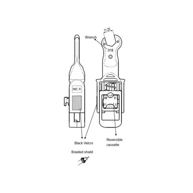 Coaxiale kabelstripper met 2 mesjes