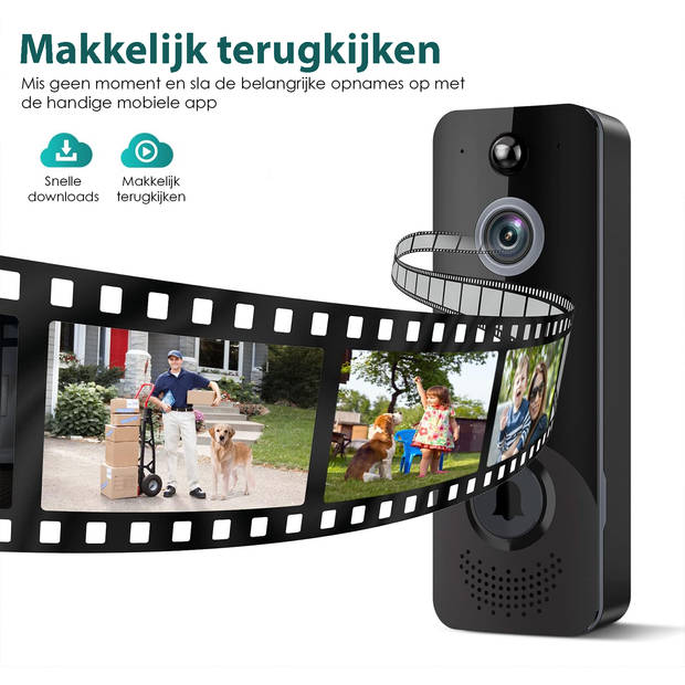 Slimme Video deurbel draadloos met Camera en Wifi - Inclusief draadloze Gong - 1080P HD - Slimme Deurbel