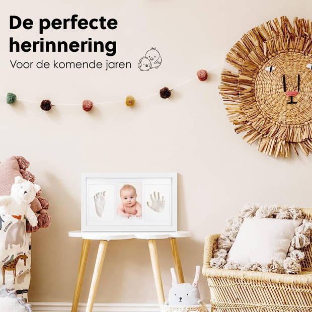 Premium Baby Fotolijst met Gipsafdruk Voet en Hand - Klei Afdruk Baby - 33 x 20 cm - Kraamcadeau - Kraampakket