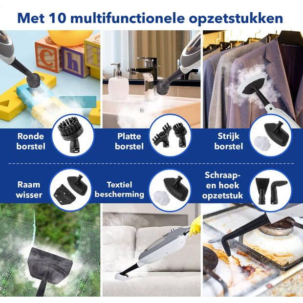 Cleanforce 2 in 1 Stoomreiniger - Met 10 opzetstukken - Handstomer - Vloerreiniger - Vlekkenreiniger - Tapijtreiniger