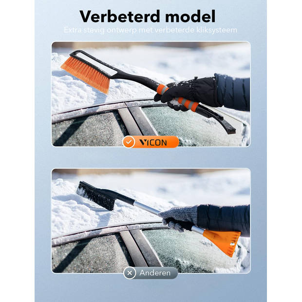 Vicon 2 in 1 Ijskrabber met Borstel voor Auto - Verbeterd model - Extra lang - Ruitenkrabber - Sneeuwkrabber