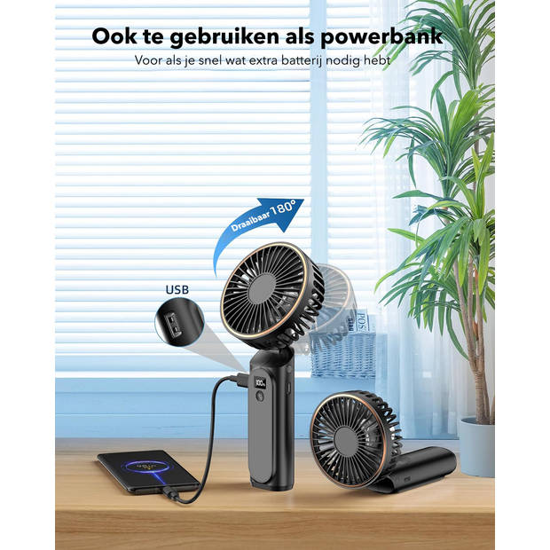 Handventilator met 6 Windstanden en Powerbank functie - Draagbare ventilator - Tafelventilator - Mini ventilator