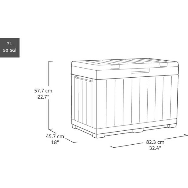 Keter Kentwood box - 190L - 82.3x45.7x57.7cm - Antraciet