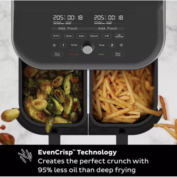 Instant Vortex Plus Dual ClearCook 7,6 liter airfryer (zwart)