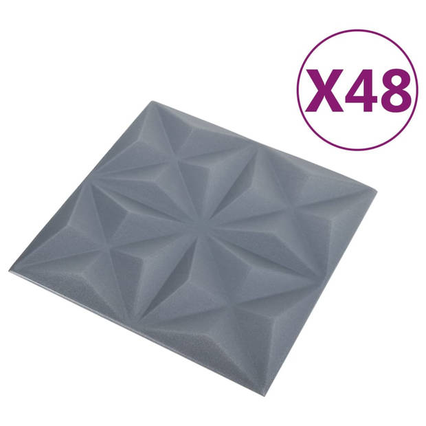 vidaXL 48 st Wandpanelen 3D origami 12 m² 50x50 cm grijs