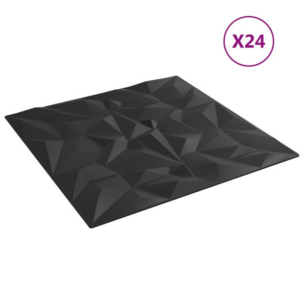 vidaXL 24 st Wandpanelen amethist 6 m² 50x50 cm XPS zwart