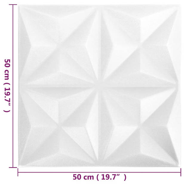 vidaXL 48 st Wandpanelen 3D origami 12 m² 50x50 cm wit