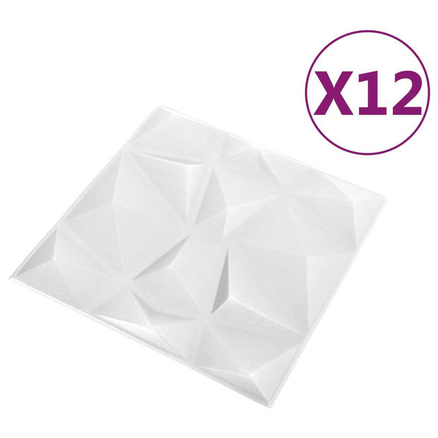 vidaXL 12 st Wandpanelen 3D diamant 3 m² 50x50 cm wit