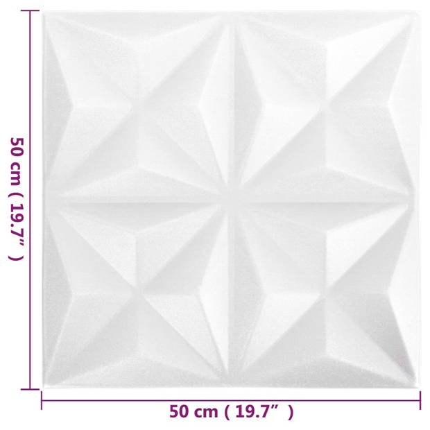 vidaXL 12 st Wandpanelen 3D origami 3 m² 50x50 cm wit