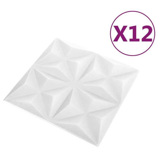 vidaXL 12 st Wandpanelen 3D origami 3 m² 50x50 cm wit