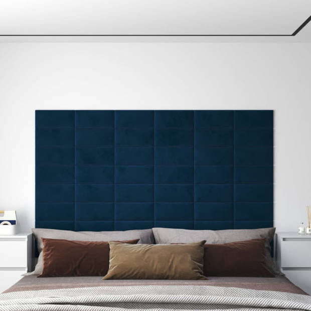 vidaXL Wandpanelen 12 st 0,54 m² 30x15 cm fluweel blauw