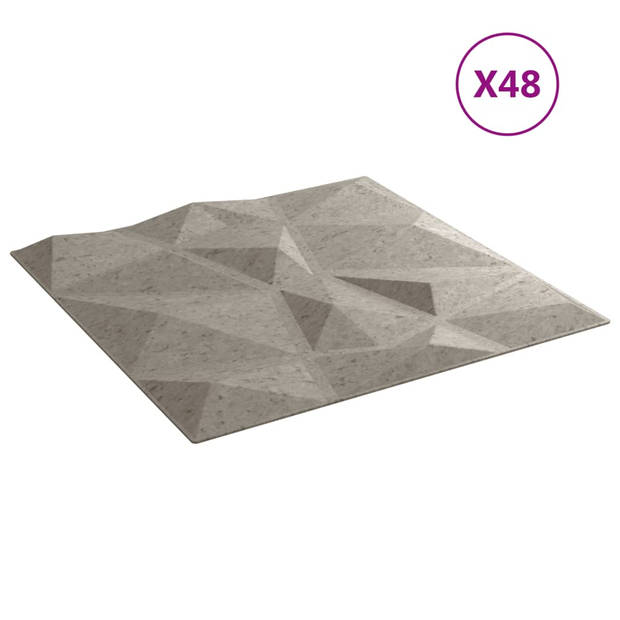 vidaXL 48 st Wandpanelen diamant 12 m² 50x50 cm XPS betongrijs