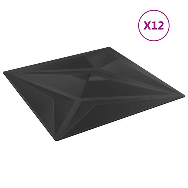 vidaXL 12 st Wandpanelen ster 3 m² 50x50 cm XPS zwart