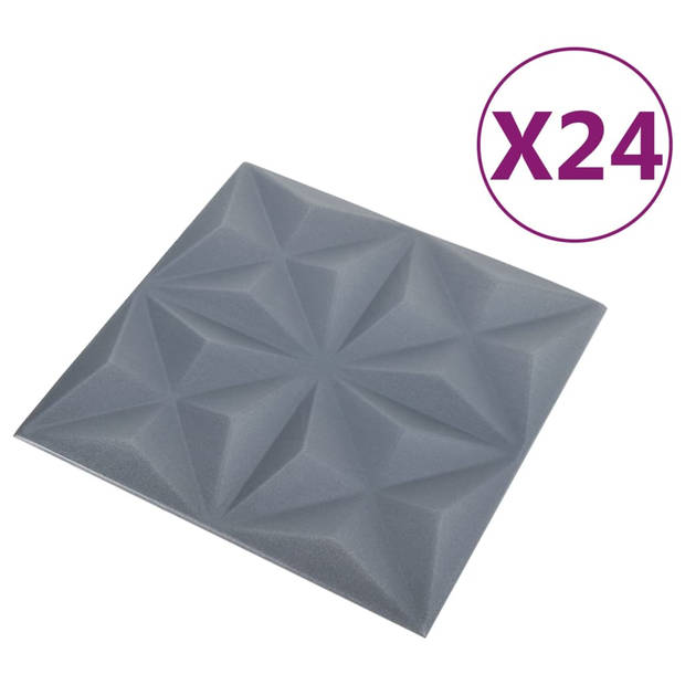 vidaXL 24 st Wandpanelen 3D origami 6 m² 50x50 cm grijs