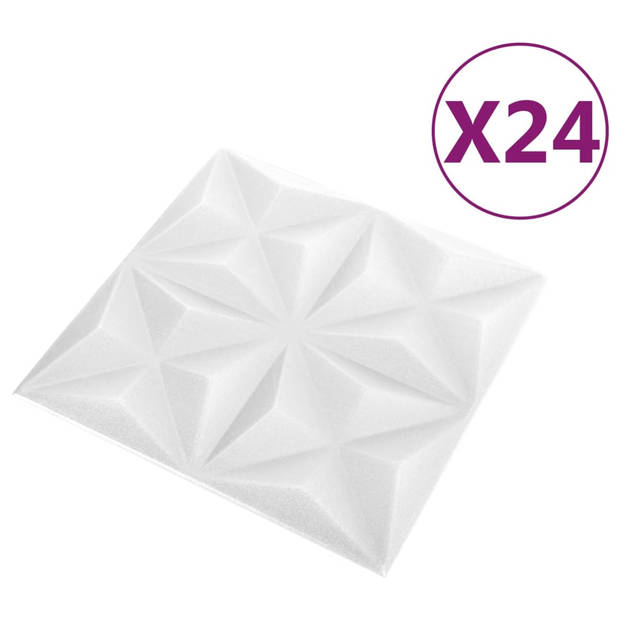 vidaXL 24 st Wandpanelen 3D origami 6 m² 50x50 cm wit
