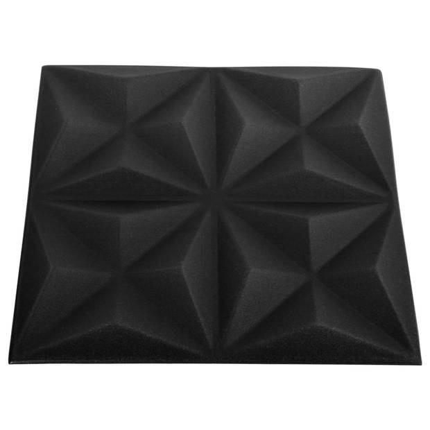 vidaXL 24 st Wandpanelen 3D origami 6 m² 50x50 cm zwart