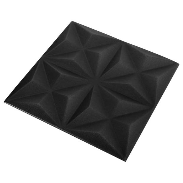 vidaXL 12 st Wandpanelen 3D origami 3 m² 50x50 cm zwart