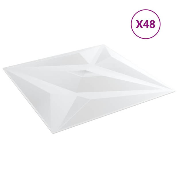 vidaXL 48 st Wandpanelen ster 12 m² 50x50 cm XPS wit