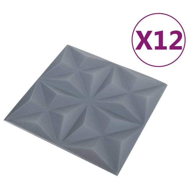 vidaXL 12 st Wandpanelen 3D origami 3 m² 50x50 cm grijs