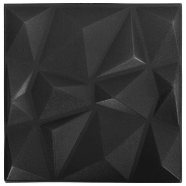 vidaXL 12 st Wandpanelen 3D diamant 3 m² 50x50 cm zwart