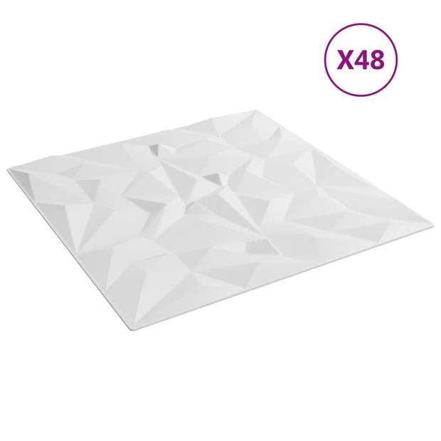 vidaXL 48 st Wandpanelen amethist 12 m² 50x50 cm XPS wit